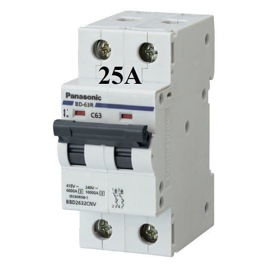 Mcb 2 tép 25a panasonic