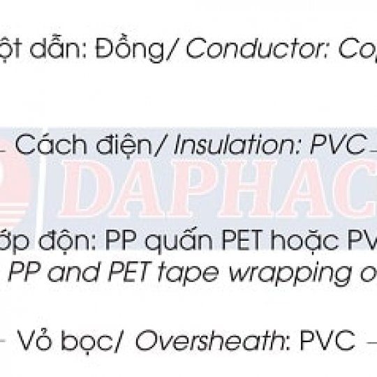 CÁP ĐIỆN LỰC RUỘT ĐỒNG CVV 300/500V DAPHACO