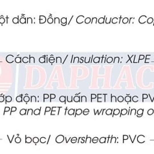 CÁP ĐIỆN LỰC RUỘT ĐỒNG CÁCH ĐIỆN XLPE CXV - 0,6/1kV daphaco