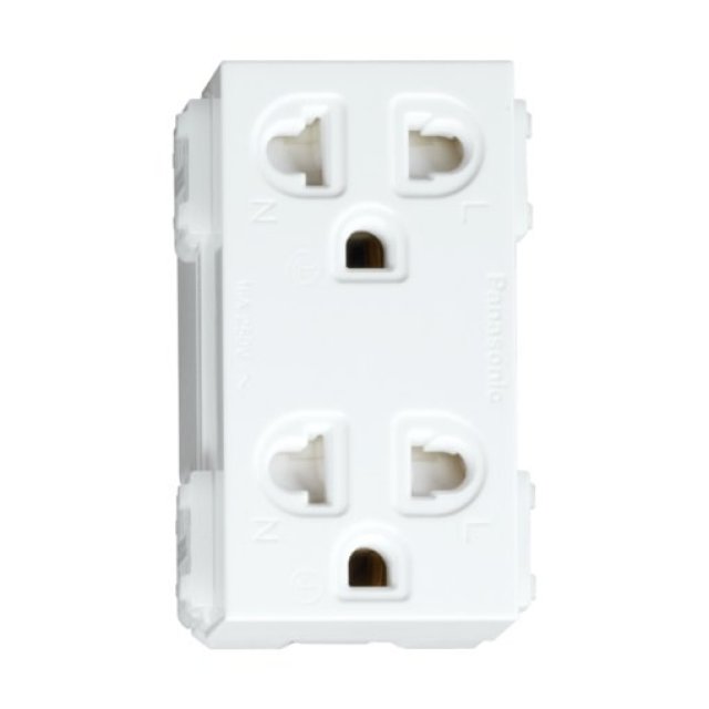 Ổ cắm đôi 3 chấu có màn che – Wide  WEV1582-7SW