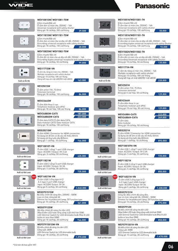 bang gia panasonic 8