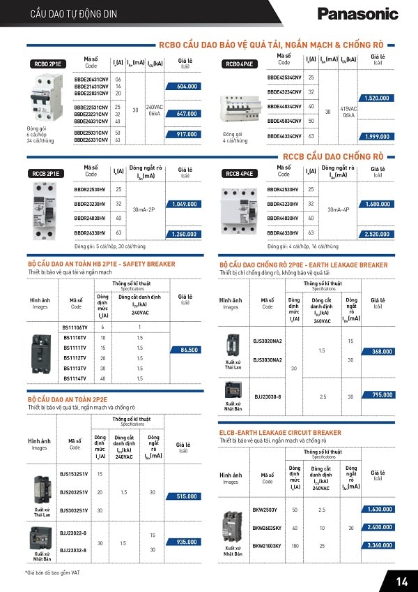 bang gia panasonic 16