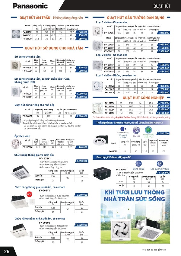 bang gia panasonic 27