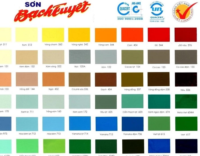 bảng màu sơn bạch tuyết