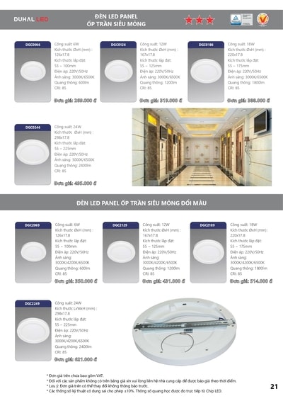 bảng giá đèn led duhal 19