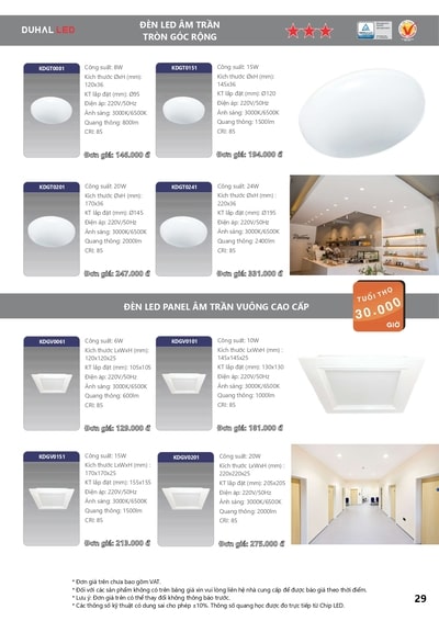 bảng giá đèn led duhal 27
