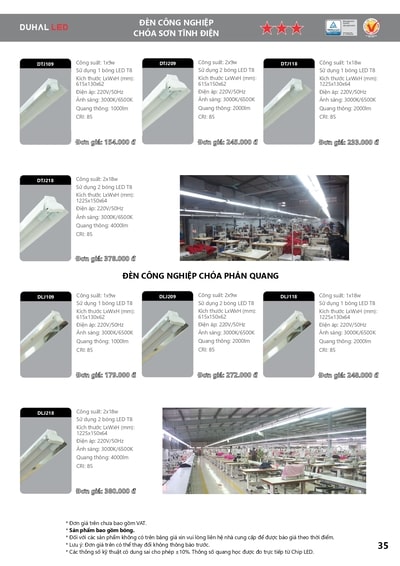 bảng giá đèn led duhal 33