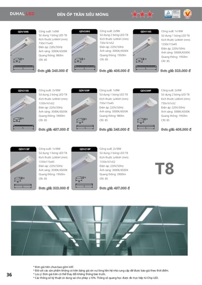 bảng giá đèn led duhal 34
