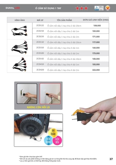 bảng giá đèn led duhal 35