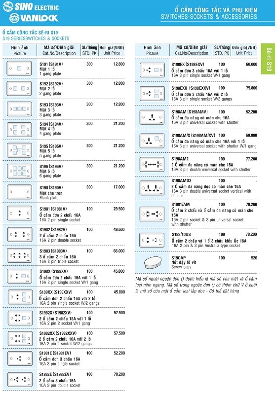 thiết bị điện sino